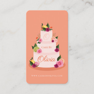 Carte De Visite Aquarelle Citus Floral 3 Tier Gâteau boulangerie