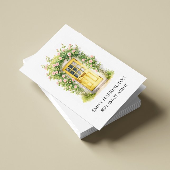 Carte de visite aquarelle Code QR Agent Immobilier (Créateur téléchargé)