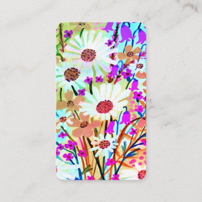 Carte De Visite Aquarelle colorée Bouquet floral Botanique (Devant)