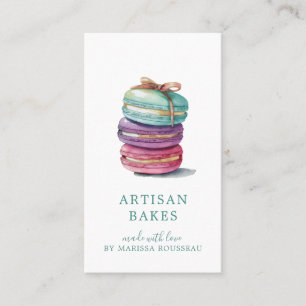 Carte De Visite Aquarelle colorée Macaron Baker Chef pâtissier