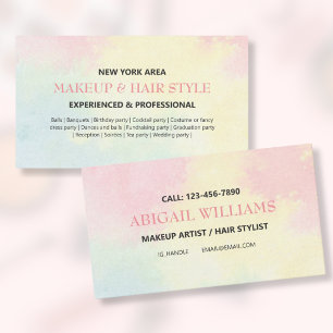 Carte De Visite Aquarelle colorée moderne Maquillage & Hair Stylis