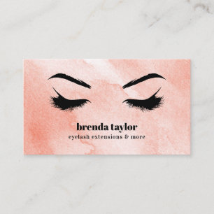 Carte De Visite Aquarelle Coral Chic Eyelash Browbar professionnel
