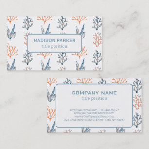 Carte De Visite Aquarelle Coraux bleu et orange
