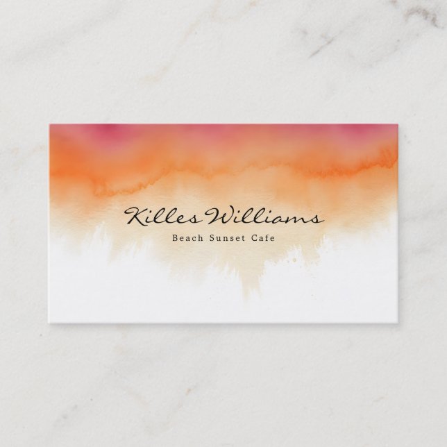 Carte de visite aquarelle Coucher de soleil  (Devant)