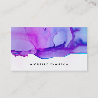 Carte De Visite Aquarelle couleur d'encre bleu violet Directeur de