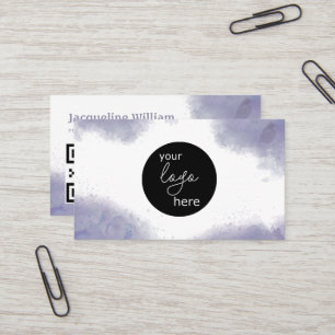 Carte De Visite Aquarelle couleur gris charbon de bois clair Logo