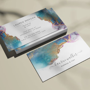 Carte De Visite Aquarelle couleur or texturé