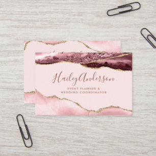 Carte De Visite Aquarelle couleur rose et or Parties scintillant A