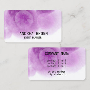 Carte De Visite aquarelle couleur violet blanc double face personn