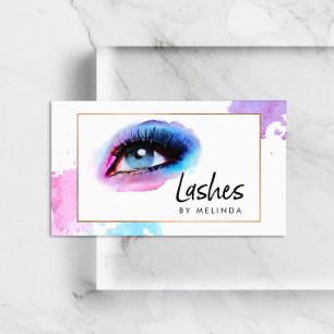 Carte De Visite Aquarelle créative Eyelashes Bleu