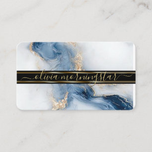Carte De Visite Aquarelle d'agate marbrée bleu flashy
