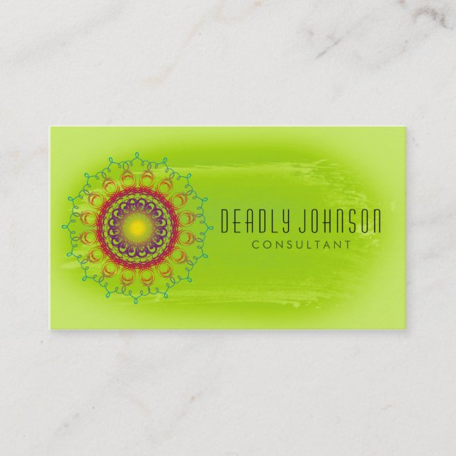Carte De Visite Aquarelle Damask Simple Splatter Green Nature (Devant)