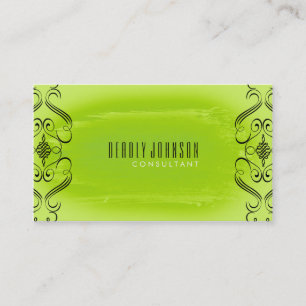 Carte De Visite Aquarelle Damask Simple Splatter Green Nature