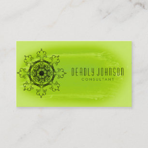 Carte De Visite Aquarelle Damask Simple Splatter Green Nature
