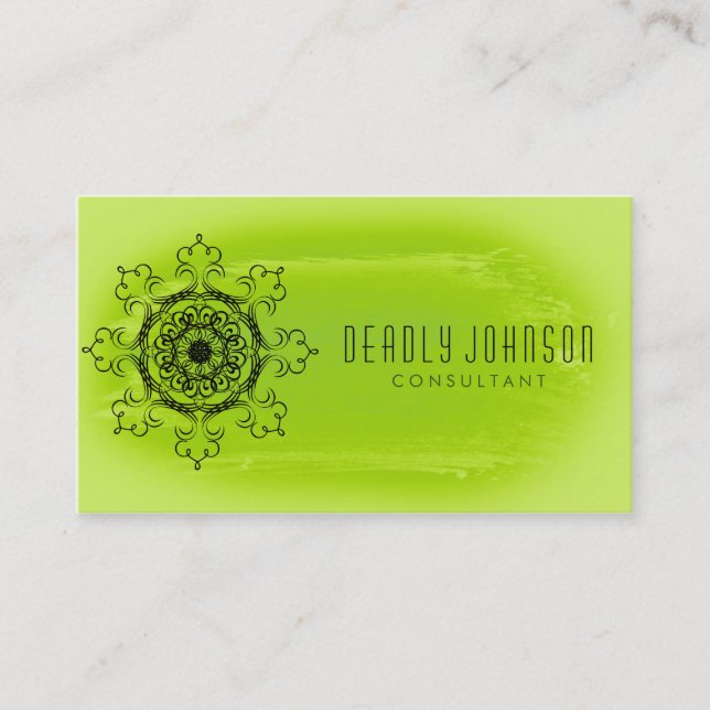 Carte De Visite Aquarelle Damask Simple Splatter Green Nature (Devant)