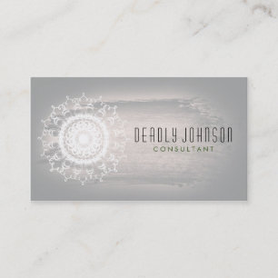 Carte De Visite Aquarelle Damask Swirl blanc gris Vintage