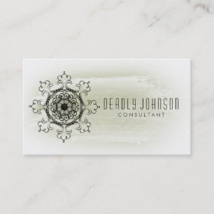 Carte De Visite Aquarelle Damask Swirl Vintage blanc