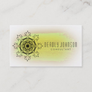 Carte De Visite Aquarelle Damask Swirl Vintage Lime Plaque