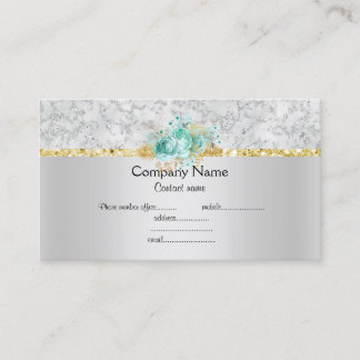 Carte De Visite Aquarelle d'argent fleurie élégant semi brillant e