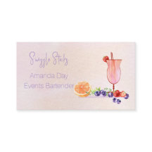 Carte de visite aquarelle de barman pour cocktail 