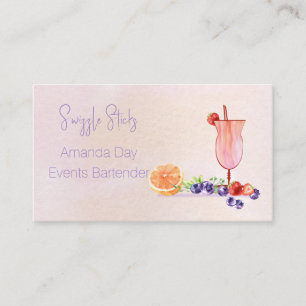 Carte de visite aquarelle de barman pour cocktail 