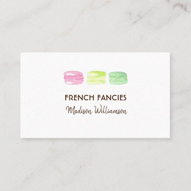 Carte De Visite Aquarelle de boulangerie Macaron français (Devant)