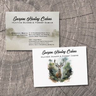 Carte De Visite Aquarelle de cerf à cornes dans une forêt de pins