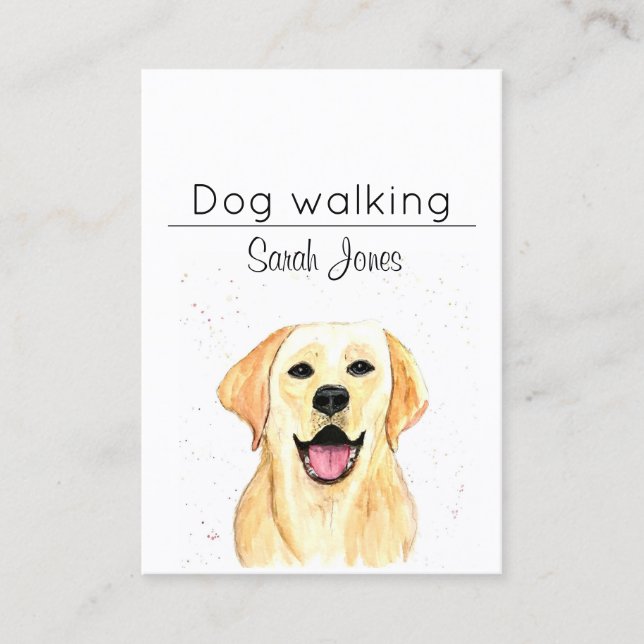 Carte De Visite Aquarelle de chien assis de l'animal (Devant)