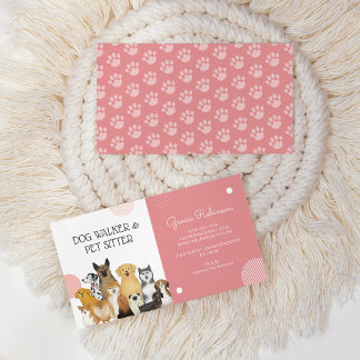 Carte De Visite Aquarelle de chien moderne Walker pour animal de c