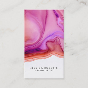 Carte De Visite Aquarelle de corail rose Artiste de maquillage