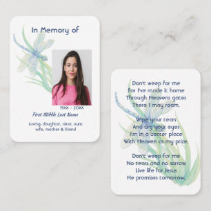 Carte De Visite Aquarelle de dragonfly de Christian Memorial Keeps
