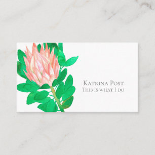 Carte De Visite Aquarelle de fleurs de Protea Plante rose botaniqu