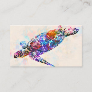 Carte De Visite Aquarelle de la tortue de mer d'Hawaï