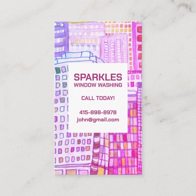 Carte De Visite Aquarelle de lavage de fenêtre commerciale (Devant)