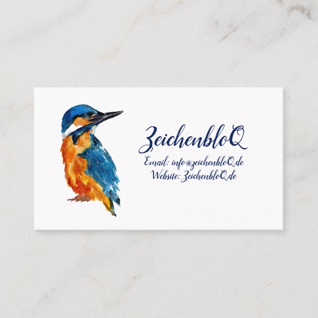 Carte De Visite Aquarelle de Little Kingfisher (Devant)