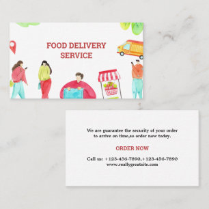 Carte De Visite Aquarelle de livraison alimentaire