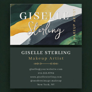 Carte De Visite Aquarelle de maquillage vert Abstrait