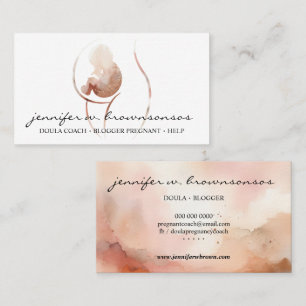 Carte De Visite Aquarelle de naissance Doula Bébé enceinte nouveau