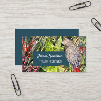 Carte De Visite Aquarelle de perroquet gris africain