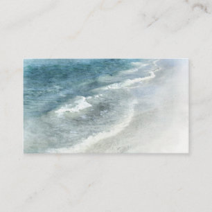 Carte De Visite Aquarelle de plage - Vagues Turquoises de bleu fon