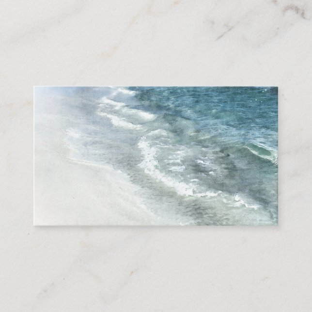 Carte De Visite Aquarelle de plage - Vagues Turquoises de bleu fon (Devant)