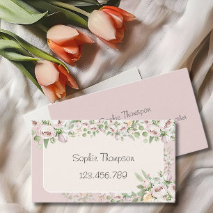 Carte De Visite Aquarelle de rose poussiéreuse florale