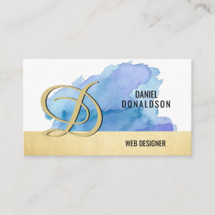 Carte De Visite Aquarelle décorée d'un monogramme professionnell