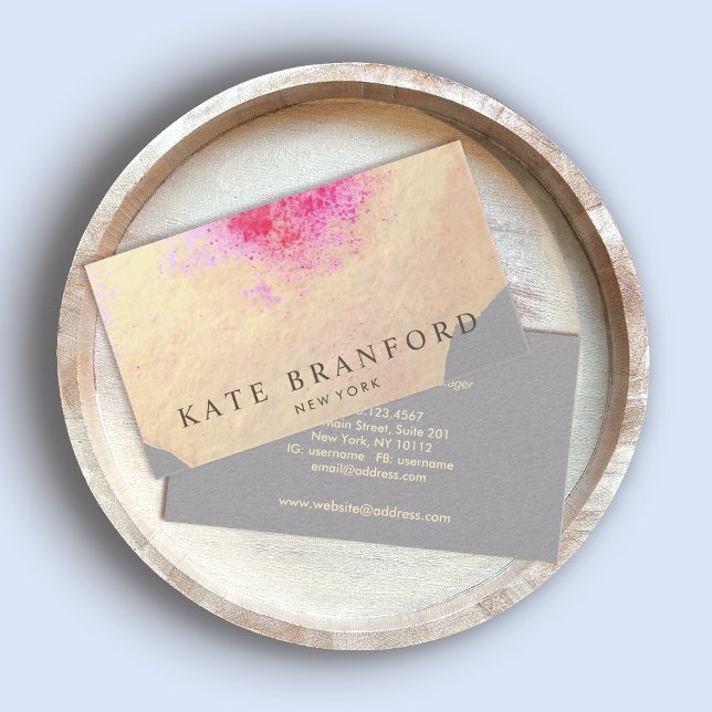 Carte De Visite Aquarelle d'or jaune artistique Grand Art Floral (Créateur téléchargé)