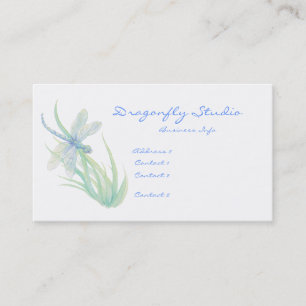 Carte De Visite Aquarelle douce personnalisée Bleu Vert Dragonfly