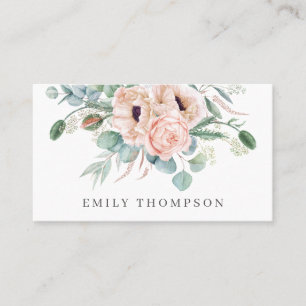 Carte De Visite Aquarelle douce Poppies florales et Roses