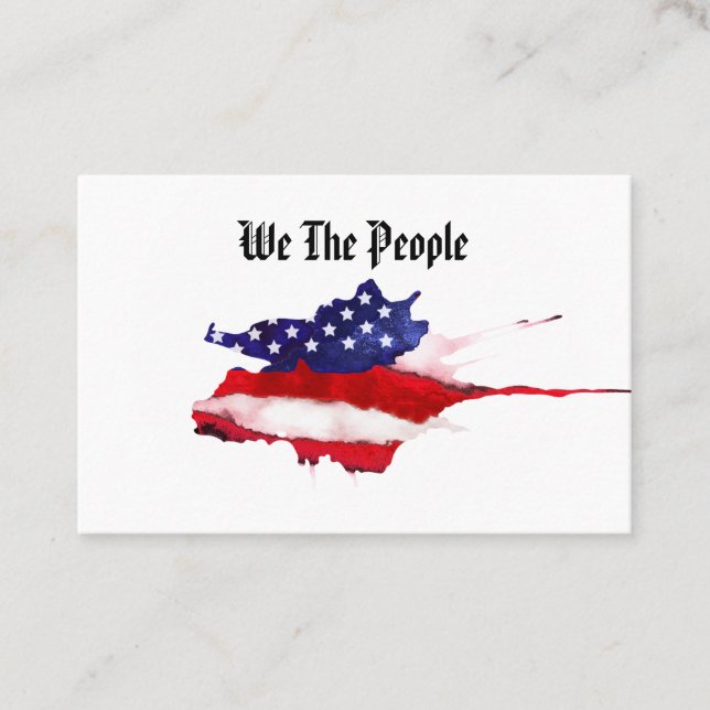 Carte De Visite *~* Aquarelle Drapeau américain Nous le Peuple (Devant)
