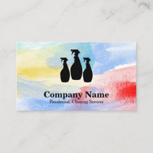 Carte De Visite Aquarelle du service de nettoyage élégant