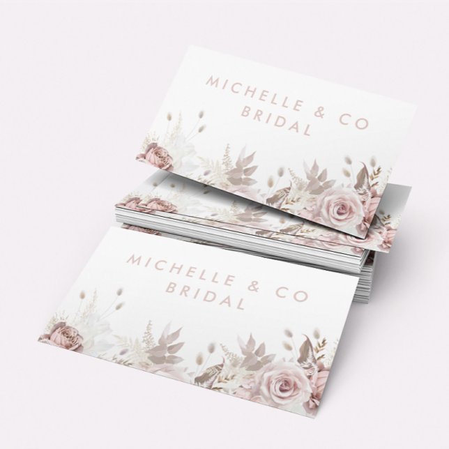 Carte De Visite Aquarelle Dusty Rose et Blush Convient à tous (Créateur téléchargé)