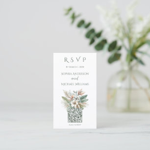Carte De Visite Aquarelle Élégance tropicale-RSVP-QR code-